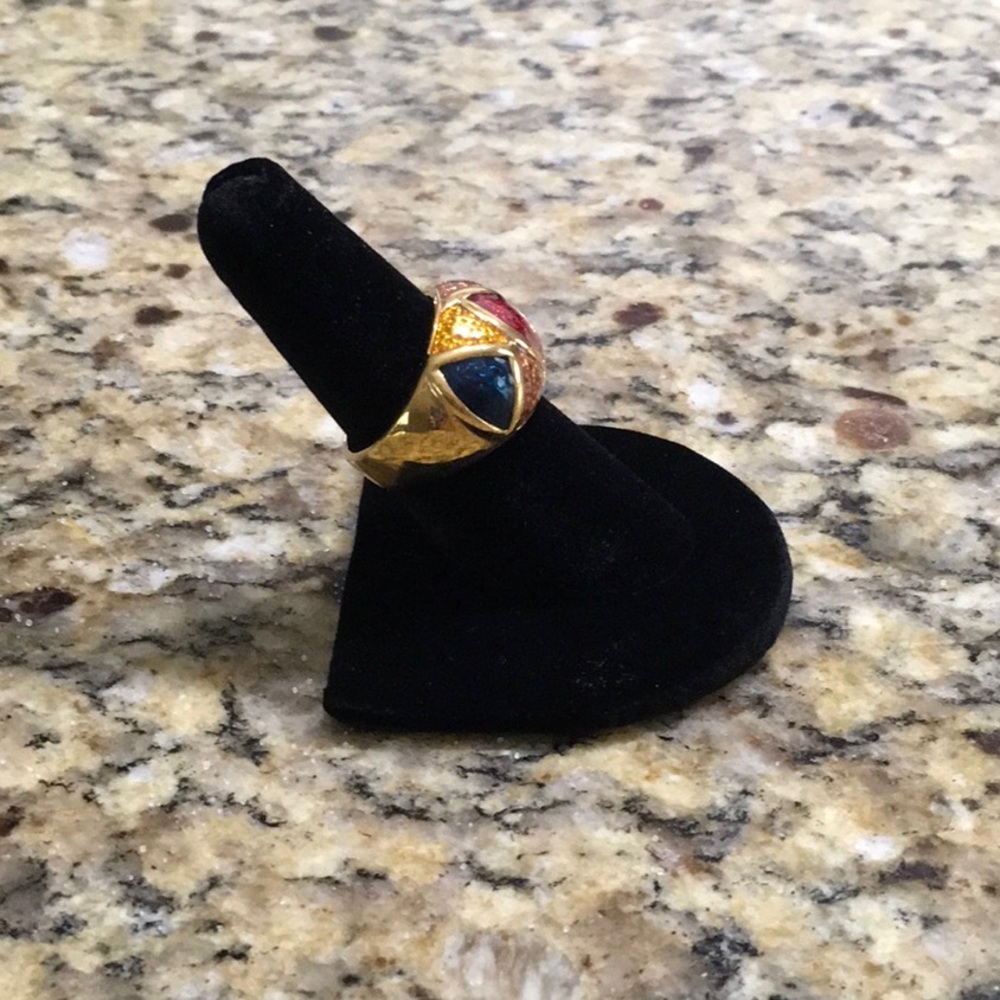 Enamel Inlay Ring Size 7 - Picture 3 of 3